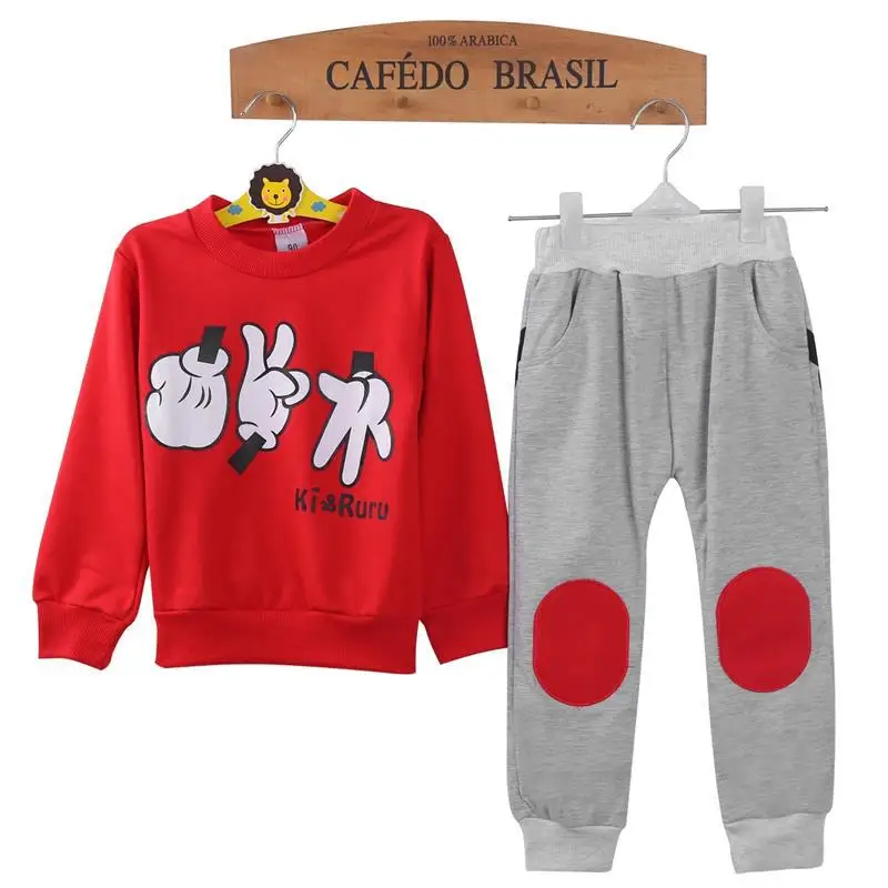 Spring Autumn Children Clothing Set New Casual Kids Sportswear Finger Games Pattern 2 3 4 5 6 7 Year Boys Girls Tracksuits | Детская