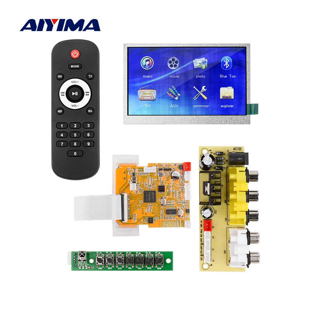 AIYIMA 4 3 дюймовый ЖК дисплей Bluetooth декодер плата MP3 плеер автомобильный аудио USB TF FM