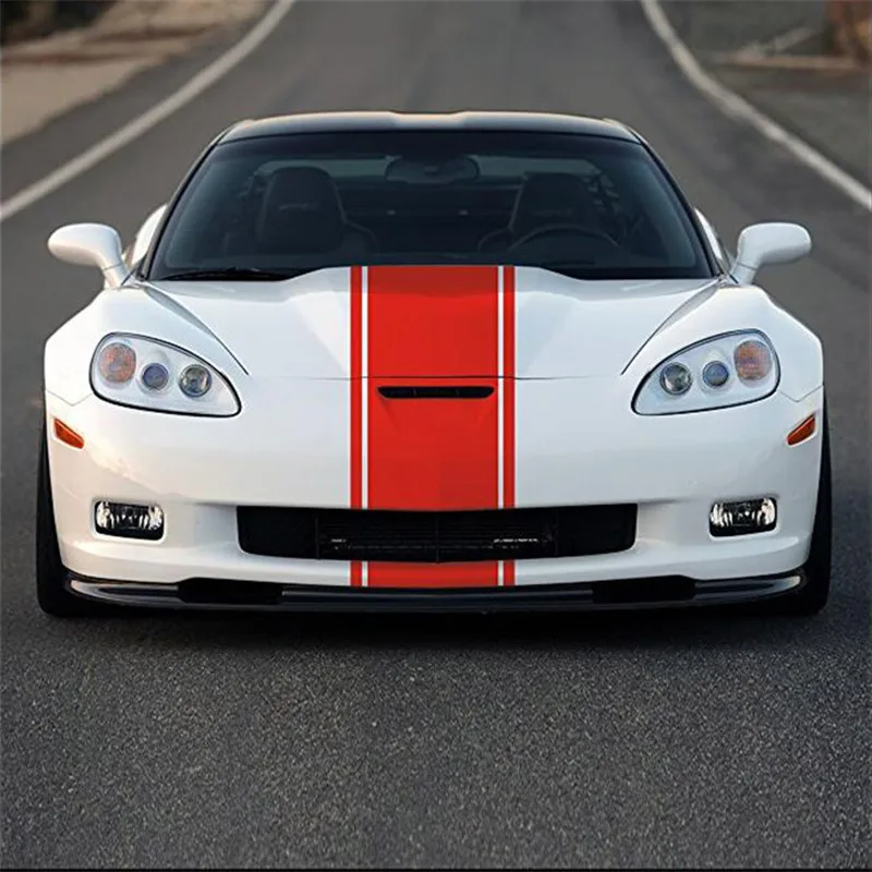 

4pcs Car Body Racing Side Door Long Stripe Stickers Auto Vinyl Decal Black/White/Red Car Styling for Hood Roof Truck