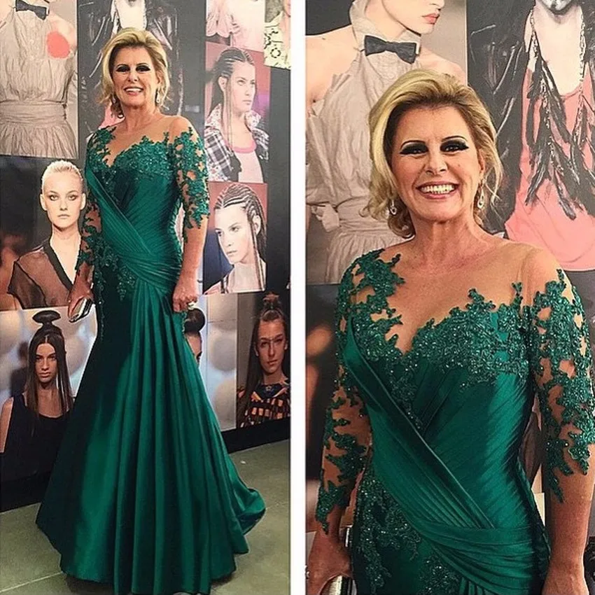 Сексуальное прозрачное платье с длинным рукавом для мамы и невесты зеленое