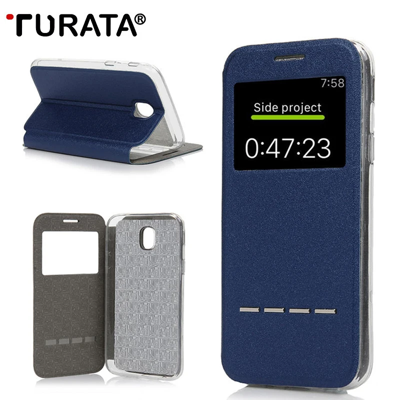 TURATA J5 2017 ЕС флип чехол смарт-окошком для фронтального экрана из искусственной