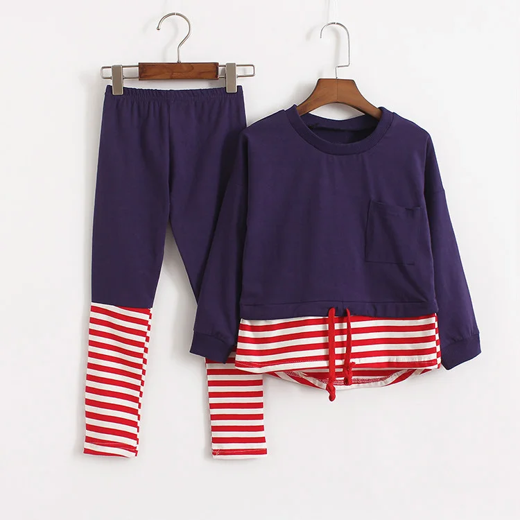 Коллекция 2017 года осенне-зимний детский комплект одежды для девочек футболка в
