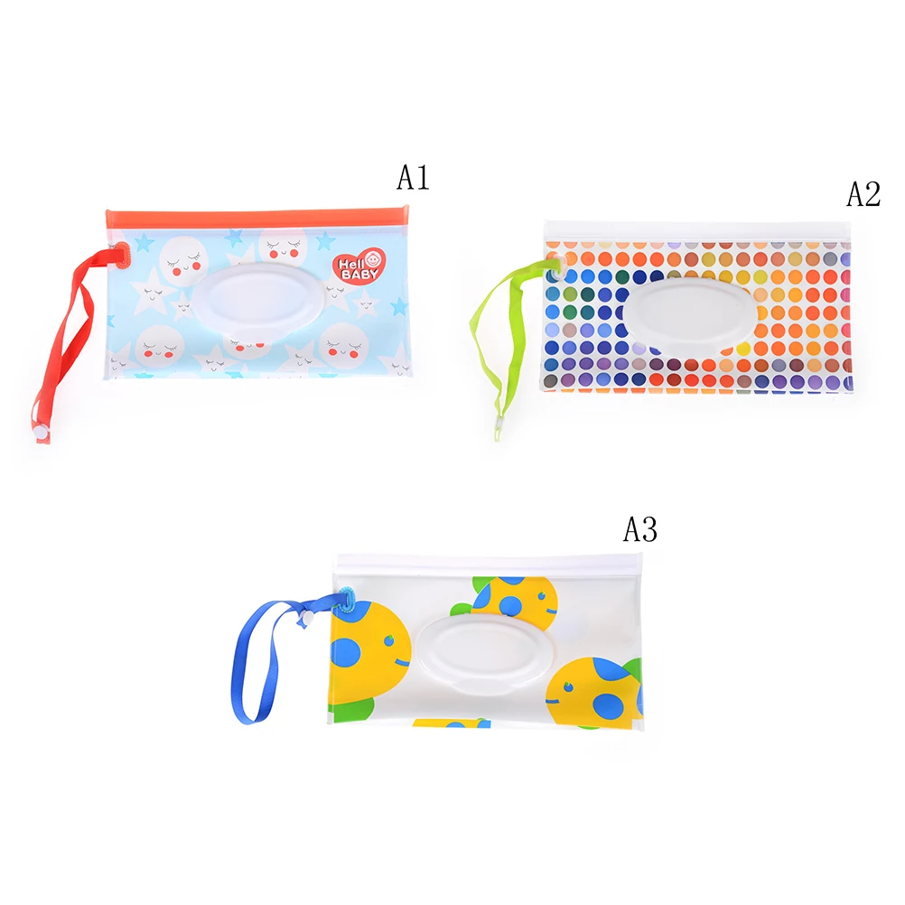 

Easy-carry Clutch and Clean Wipes Carrying Case Eco-friendly Wet Wipes Bag Clamshell Cosmetic Pouch Snap-strap Wipes Container
