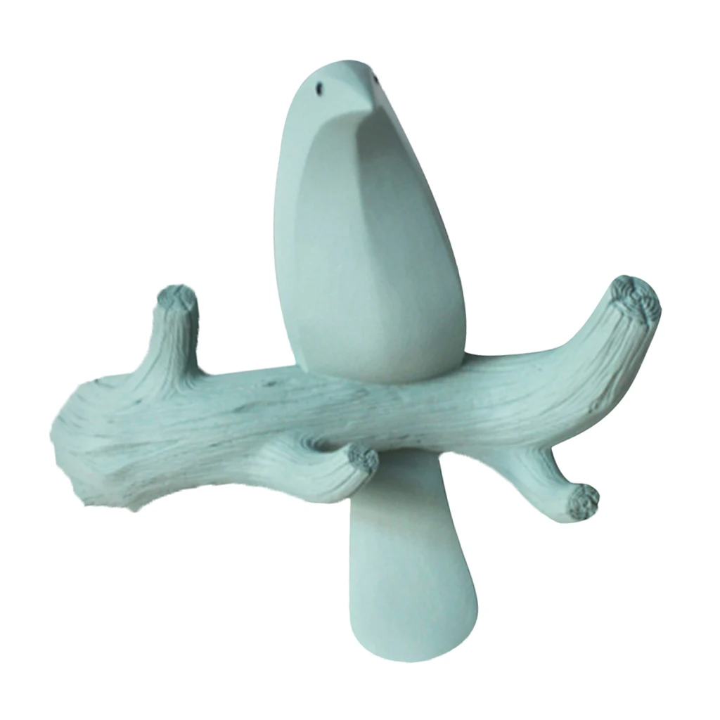 European Style Resin 3D Bird on Branch Hook Ornaments Creative Porch Door Wall Decoration Coat Robe Hook Hanger Hooks