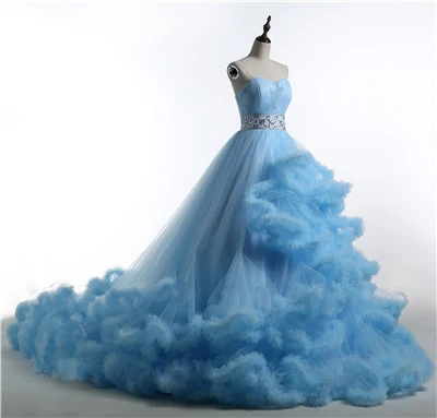 light blue Роскошное Свадебное платье для беременных, пышное облако, длинный шлейф, Кристальное свадебное платье, бургундское облако, свадебное платье es HA2004 - Цвет: light blue