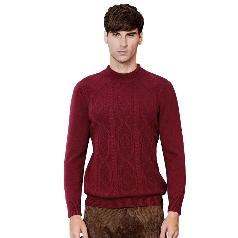 Мужской кашемировый свитер с круглым вырезом плотный Новый Зимний деловой