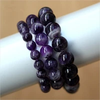 natural amethysts bracelets 681012mm dreamy stone beads strand elastic cord bracelet for women fashion charm jewelry gifts