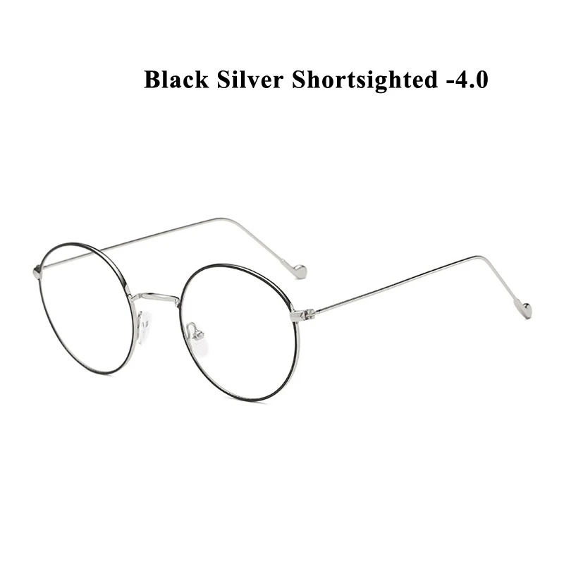 B silver myopia 4.0 Zilead, металлические круглые очки для близорукости, для женщин и мужчин, сверхлегкие, по рецепту, близорукие очки, очки унисекс - Цвет оправы: B silver myopia 4.0