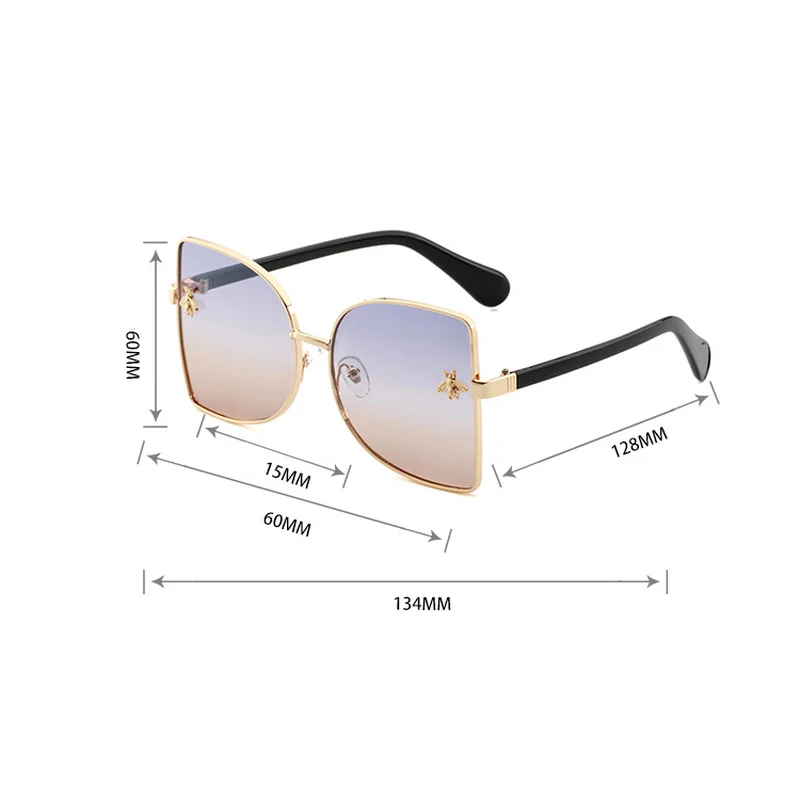 2018 Bee солнцезащитные очки в квадратной оправе стиле ретро женская брендовая