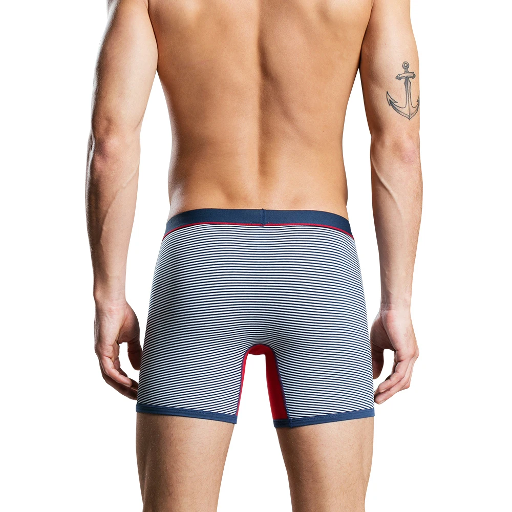 Бренд размера плюс полосатые боксеры Для мужчин нижнее бельё с длинным рукавом