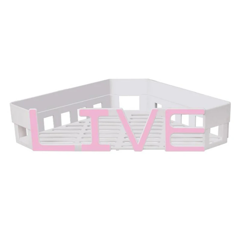 LIVE Pink BASUPPLY 1 шт., клейкая полка для ванной комнаты, угловая стойка для хранения, полка для душа, кухонная, для украшения дома, органайзер, аксессуары Kichen - Цвет: LIVE Pink