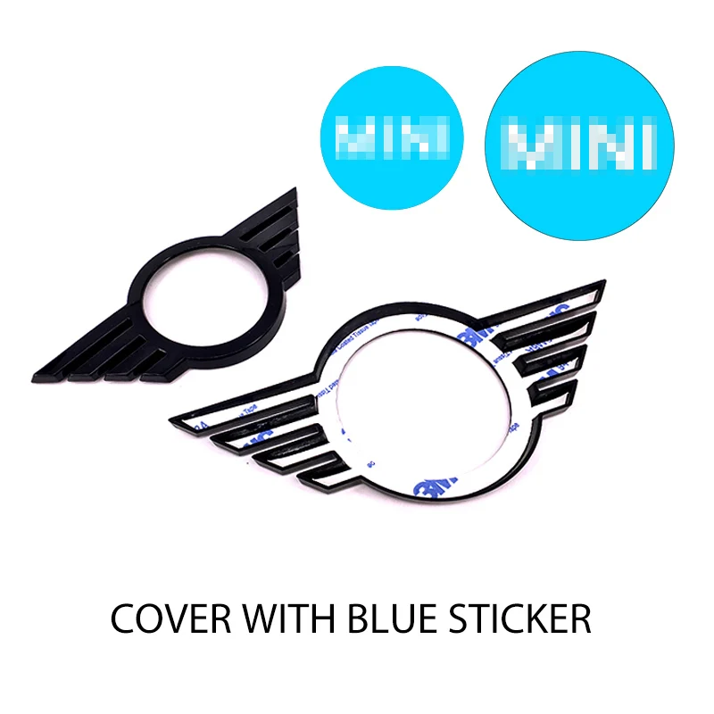 COVER WITH BLUE Фирменная Новинка ABS Материал черный Цвет крышка с эмблемой для LCI Facelift mini cooper F56 F55 F54 F60 F57(2 шт./компл - Название цвета: COVER WITH BLUE