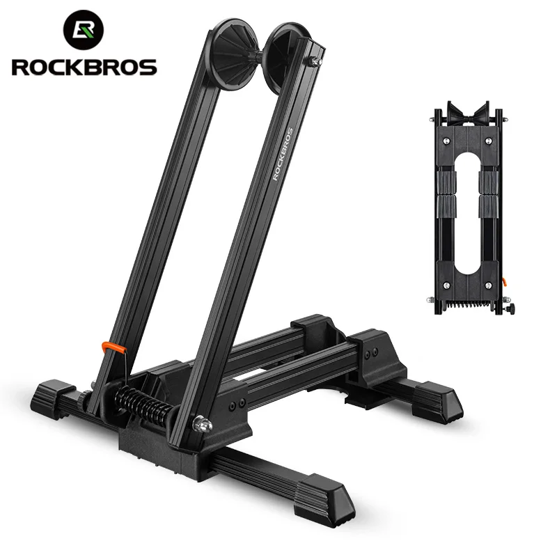 ROCKBROS Bicycle Parking Rack Aluminum Alloy Portable Double Rod Mountain Bike Maintenance Support Frame Folding Display Stand