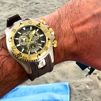 reef tigerrt men sports quartz watches with chronograph and date big dial super luminous steel yellow gold stop watch rga303