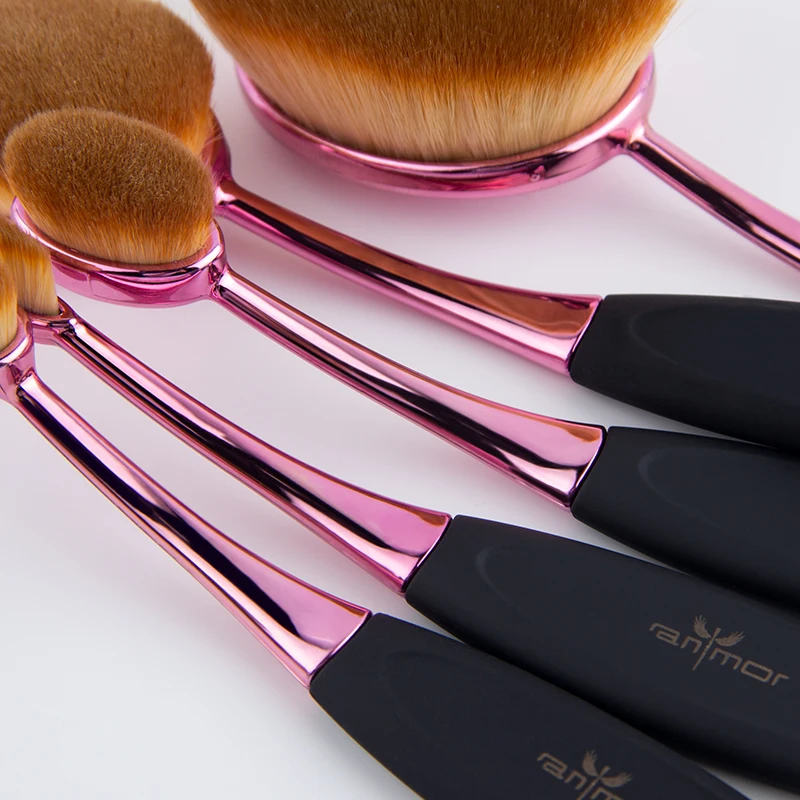 Anmor 5pcs Oval Makeup Brush Professional Set Purple Color Foundation Powder Eye Shadow | Красота и здоровье