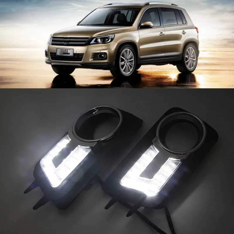 Автомобильный мигающий 1 пара для Volkswagen VW Tiguan 2010 2011 2012 светодиодный DRL дневные ходовые огни Дневной светильник противотуманный светильник