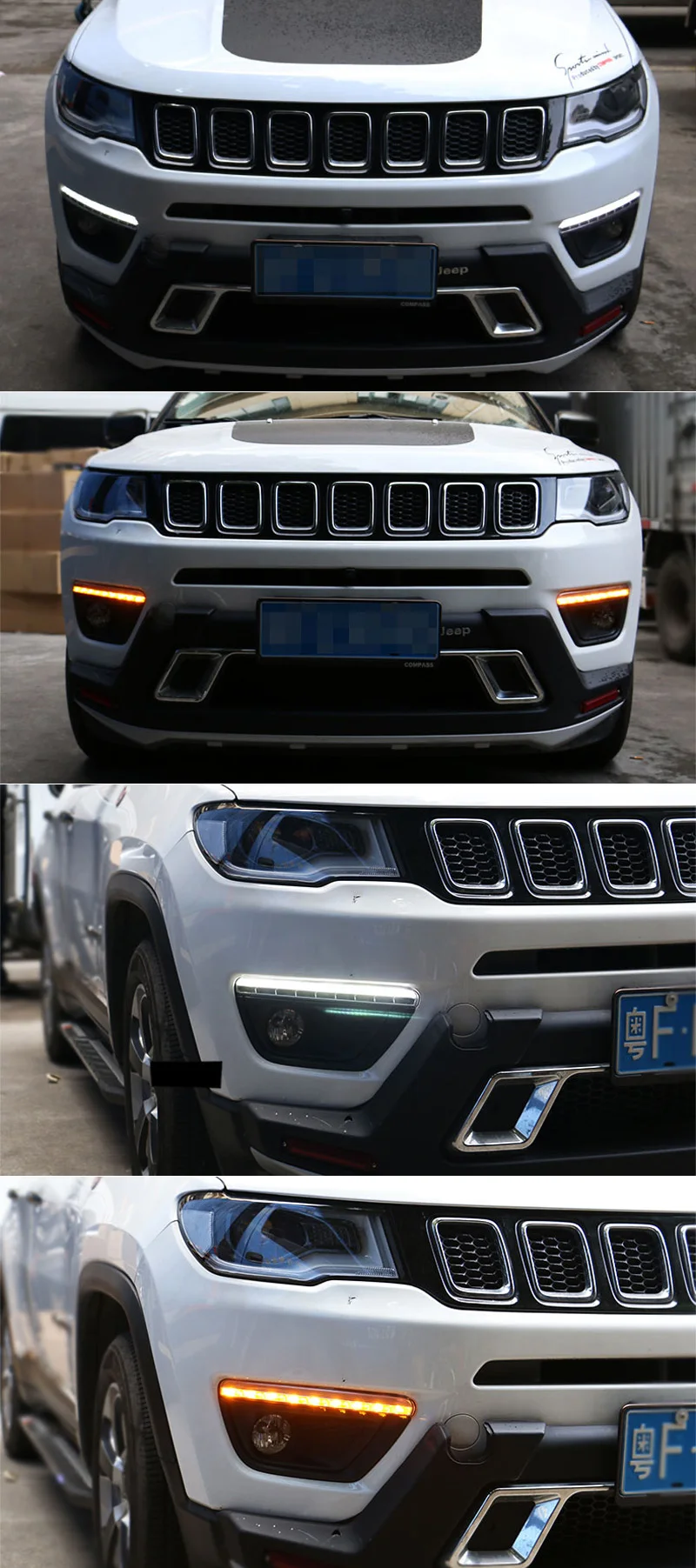 Джаз Тигр течет поворотов Функция автомобиля 12 V светодиодная ртутная лампа светодиодный фары дневного света для Jeep Compass