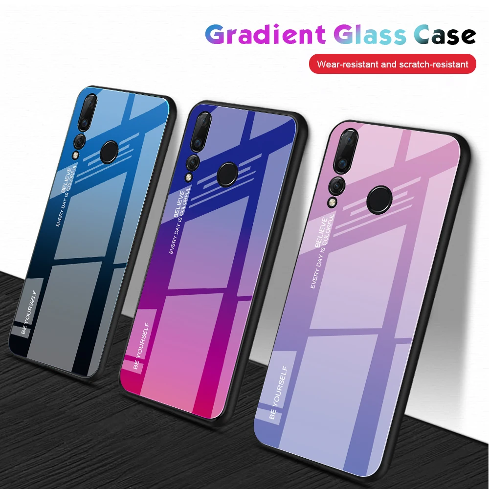 Tempered Glass Case for Huawei Nova 4 p20 P30 Pro gradient Shockproof Cover honor v20 mate 20 P20 Lite |