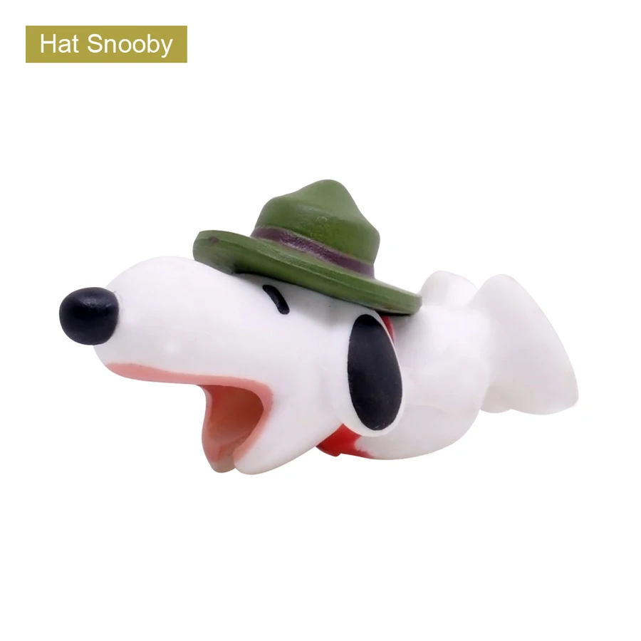 Hat Snooby CHIPAL Cute Animal Anti-Break Bite Cable Protector Winder for iPhone USB Data Cable Organizer Sesame Stitch Cartoon Bites Holder - Цвет: Hat Snooby
