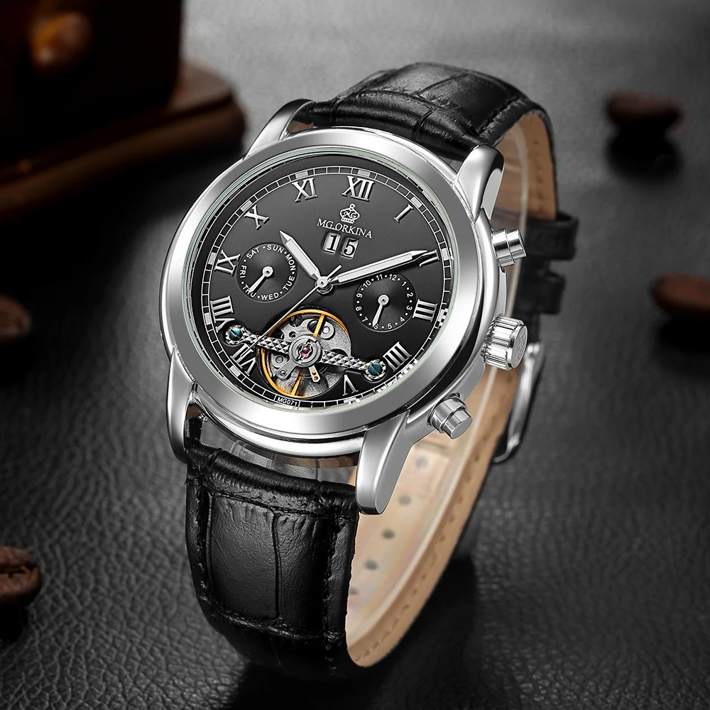 Автоматические часы MG.ORKINA MG Tourbillon роскошные золотые механические наручные для