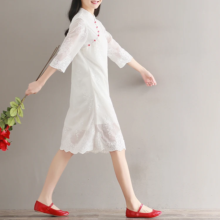 Традиционная китайская одежда с коротким рукавом cheongsam для женщин китайские свадебные qipao женские кружевные винтажные платья