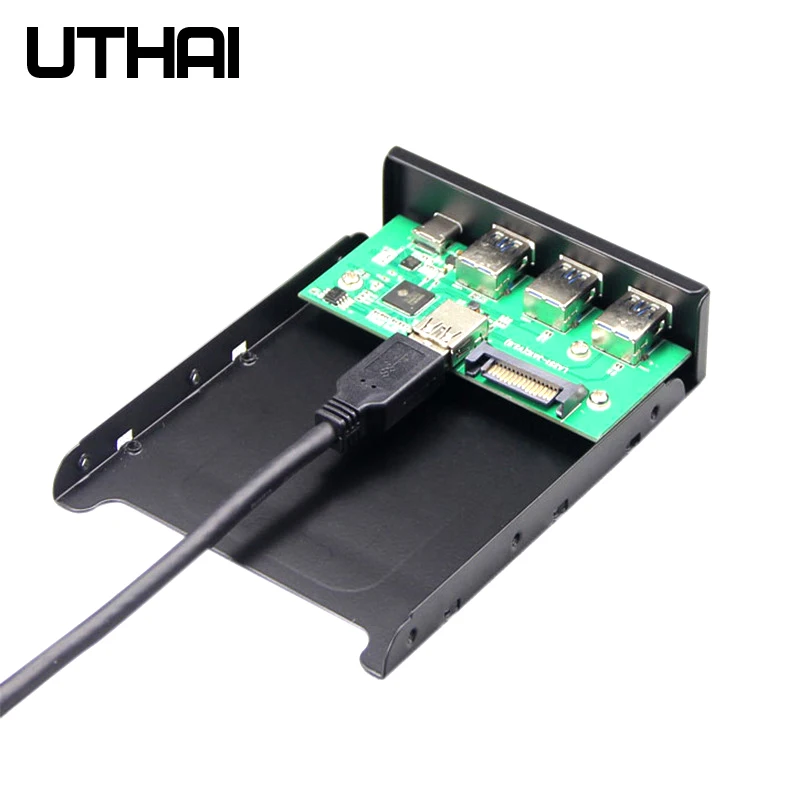 Утхай G08 3,5 дюймов USB3.0 Встроенный 4 Порты и разъёмы концентратор TYPE-C концентратор USB3.0 спереди Панель комбинированный адаптер кронштейн с 15 pin SATA Мощность кабель