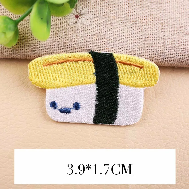 PGY 1PCS Doughnut Salmon Sushi Small octopus Embroidery Honey peach Patches for Clothing Iron Kids Clothes Appliques Badge