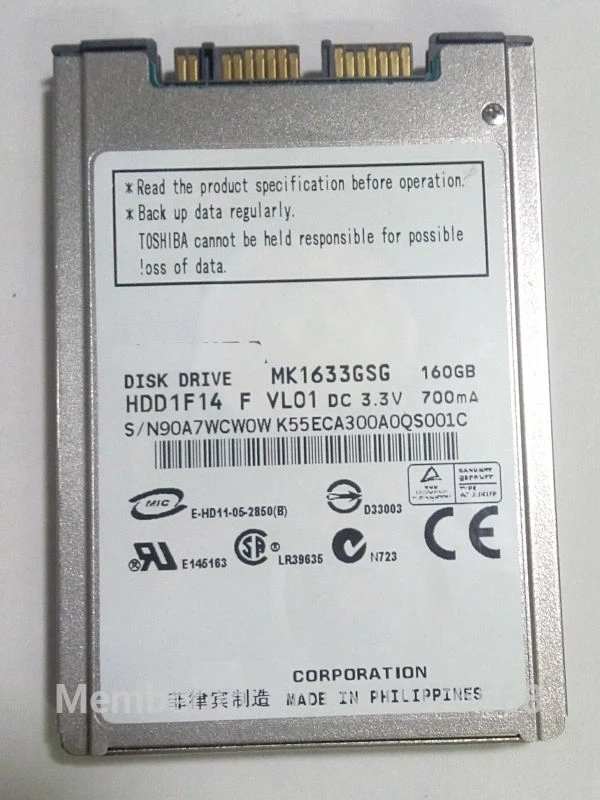 

NEW 160GB HDD 1.8" MicroSATA MK1633GSG AND A mobile hard disk box FOR HP 2740p 2730p 2530p 2540p IBM x300 x301 T400S T410S