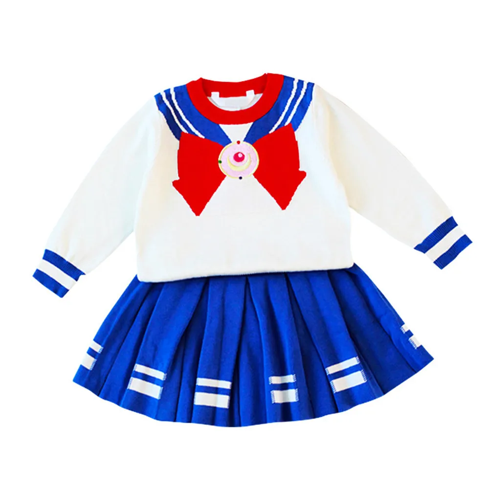 

Kids Sailor Moon Cosplay Costume School JK Uniform Sailor Set Children suit Tops Skirt Girls Halloween