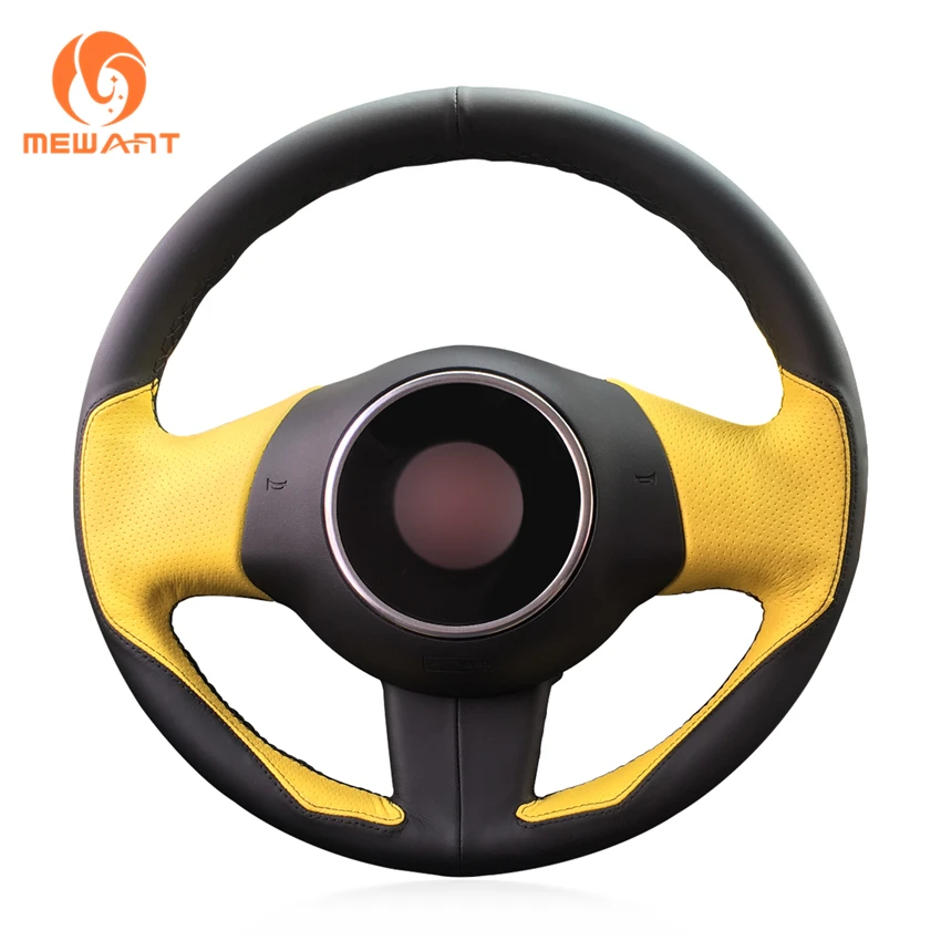 MEWANT черно желтая кожаная искусственная кожа для Fiat 500 2008 2009 2010 2011|Чехлы на руль| |