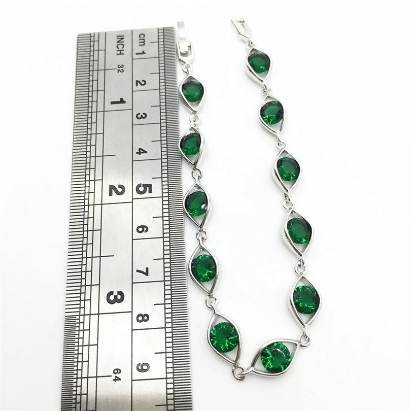 

New Style Gorgeous Green Chain Bracelet For Women sterling silver jewelry Christmas GIft Free shipping