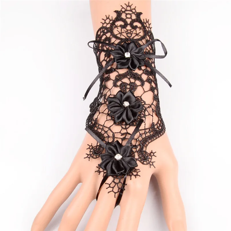 Черный кружевной браслет Мода драгоценные камни бутик белый и черный два цвета