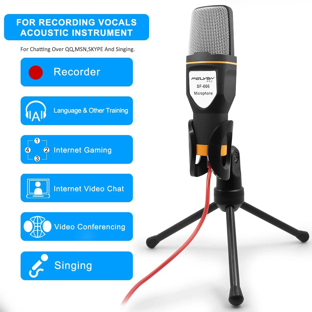 Профессиональный конденсаторный микрофон FELYBY для компьютера проводной