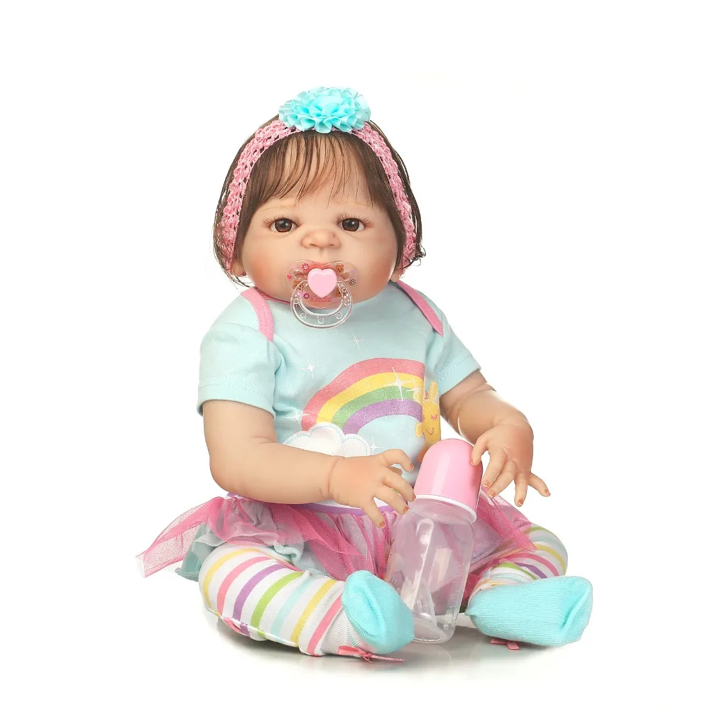 Bebe Reborn Menina 55 см силиконовая кукла для новорожденных девочек с голубыми глазами