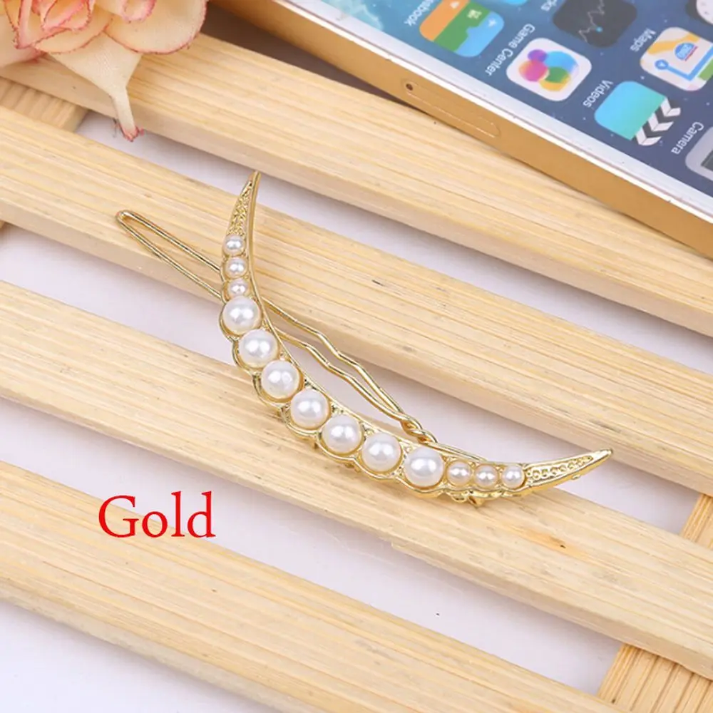 Crescent gold Кристалл блестящая заколка Женская Корейская версия дизайна DIY аксессуары для волос Вертикальная заколка банан зажим конский хвост заколка «банан» - Окраска металла: Crescent gold