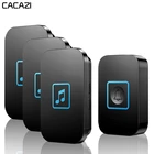 CACAZI умный беспроводной дверной звонок, водонепроницаемый, 1 кнопка, 3 приемника, 300 м, пульт дистанционного управления, US, EU, UK, AU штекер, домашний аккумулятор, дверной звонок