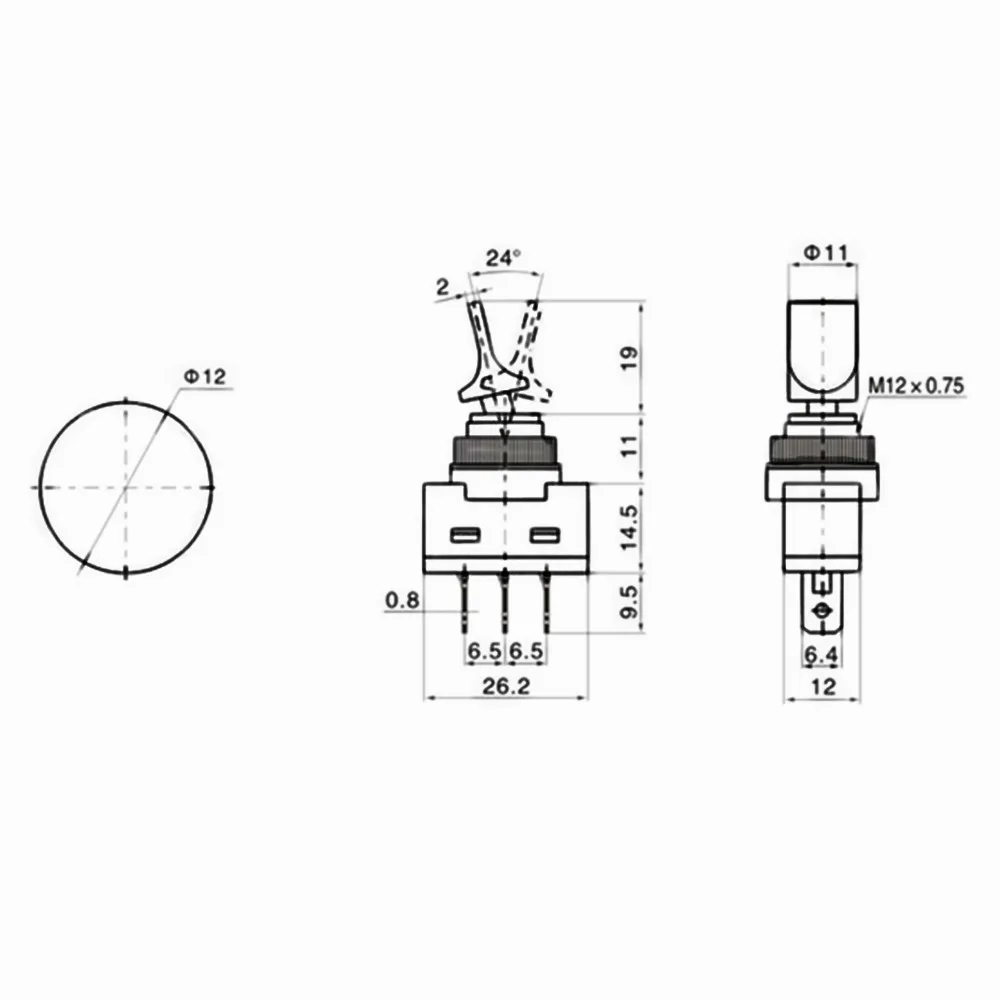4 шт. 12 мм SPST 2 положения ВКЛ ВЫКЛ черный автомобильный тумблер контакта 20А/12В