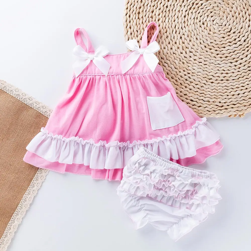 Cute Pink Платье для маленьких девочек 6-24 месяцев, одежда, платье для первого дня рождения, весенне-летние платья для малышей, хлопковые комплекты с цветочным принтом для маленьких девочек - Цвет: Cute Pink