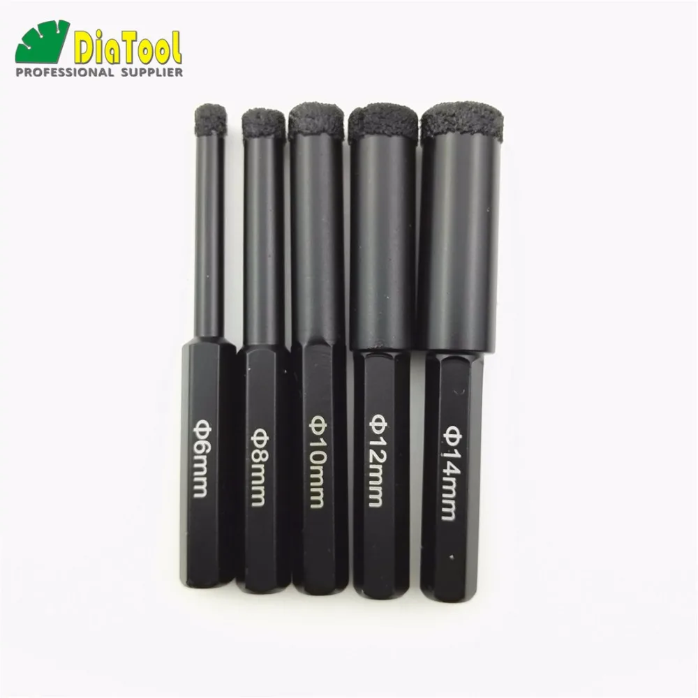 DIATOOL 2pcs Hex Vacuum Brazed Wet Drill Bits 1pc/each Size Hexagon Shank Diamond Set / 5 kind size | Инструменты