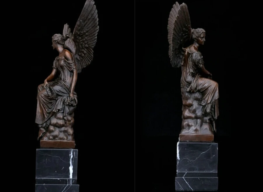 Скульптура в стиле арт деко Ангел воин богиня победы удерживающий меч Бронзовая