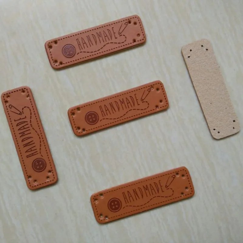 15 mm * 50 Button logo Handmade labels PU leather Sewing label Patches 10 pcs/lot | Дом и сад