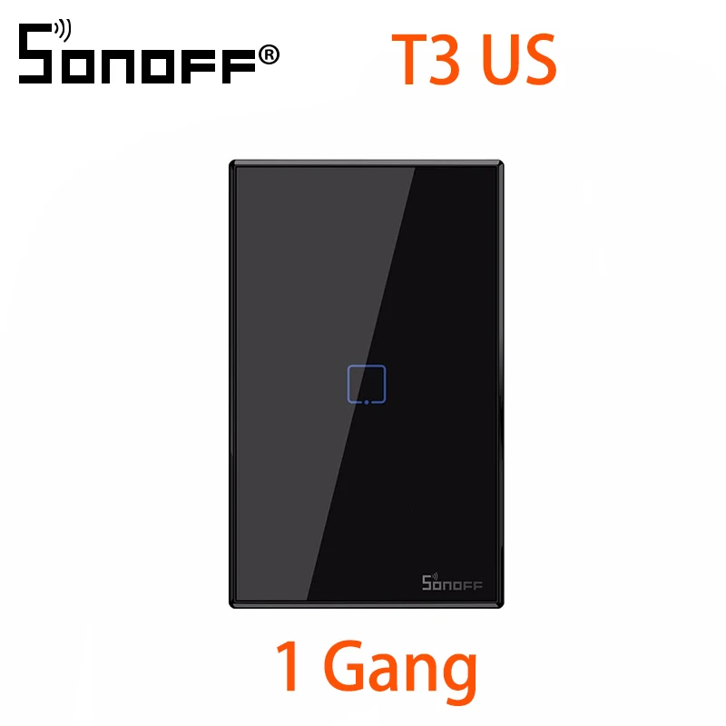 Интеллектуальный выключатель света SONOFF T3EU US UK TX Smart Wi-Fi настенный сенсорный выключатель с границы умный дом 1/2/3 433 RF пульт дистанционного управления Управление работает с Amazon Alexa IFTTT - Комплект: T3US 1C