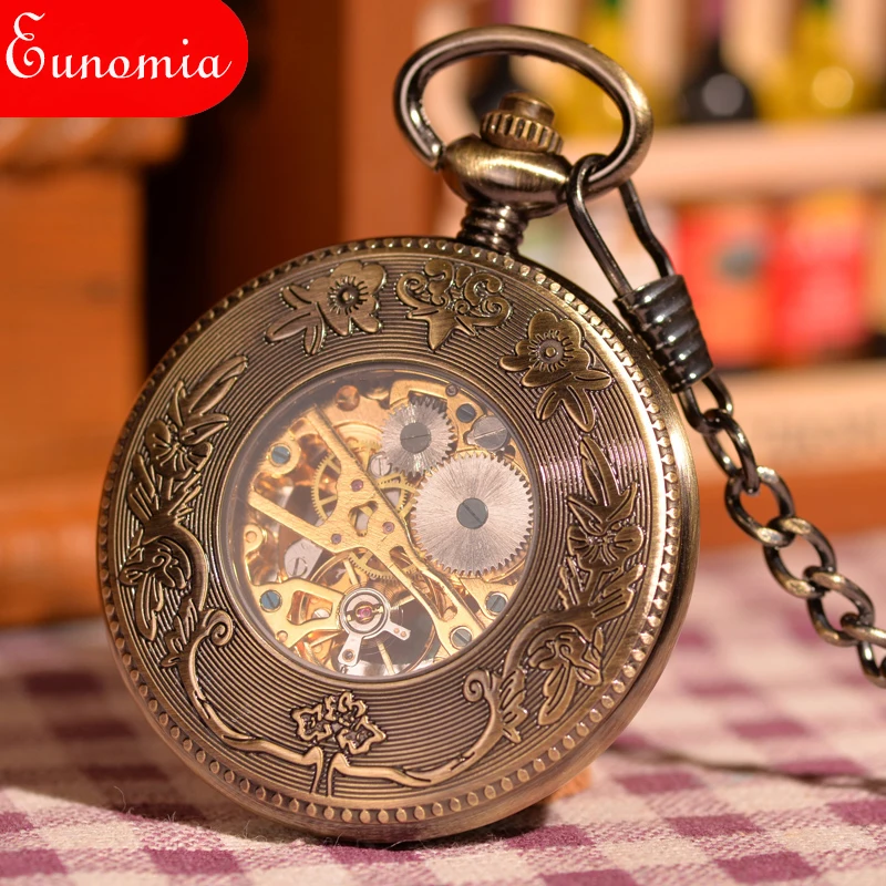 Креветки Античная Винтаж стимпанк Скелет Механические карманные часы pw125 |