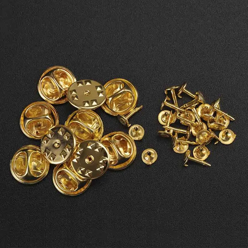 Gold 50 шт. 11,4 мм Бабочка база сжимается значок назад для DIY ювелирных изделий золотого и серебряного цвета клатч брошь-держатель Аксессуар Поставщик - Цвет: Gold