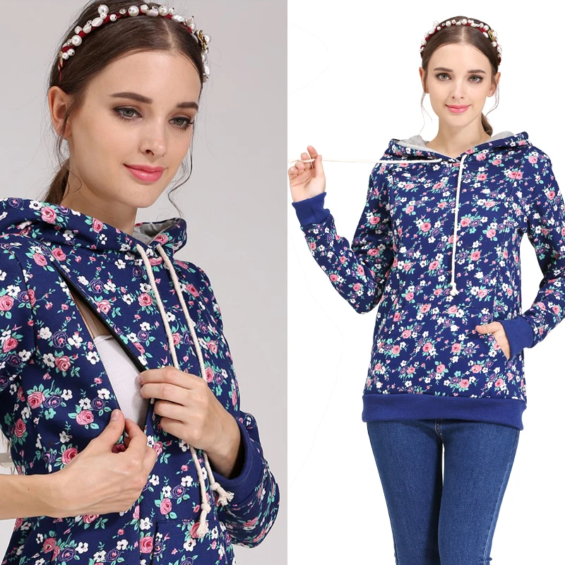 

100% Cotton Winter Maternity Clothes nursing T-shirt Breastfeeding Tops Maternity Hoodie Sweater For Pregnant Women