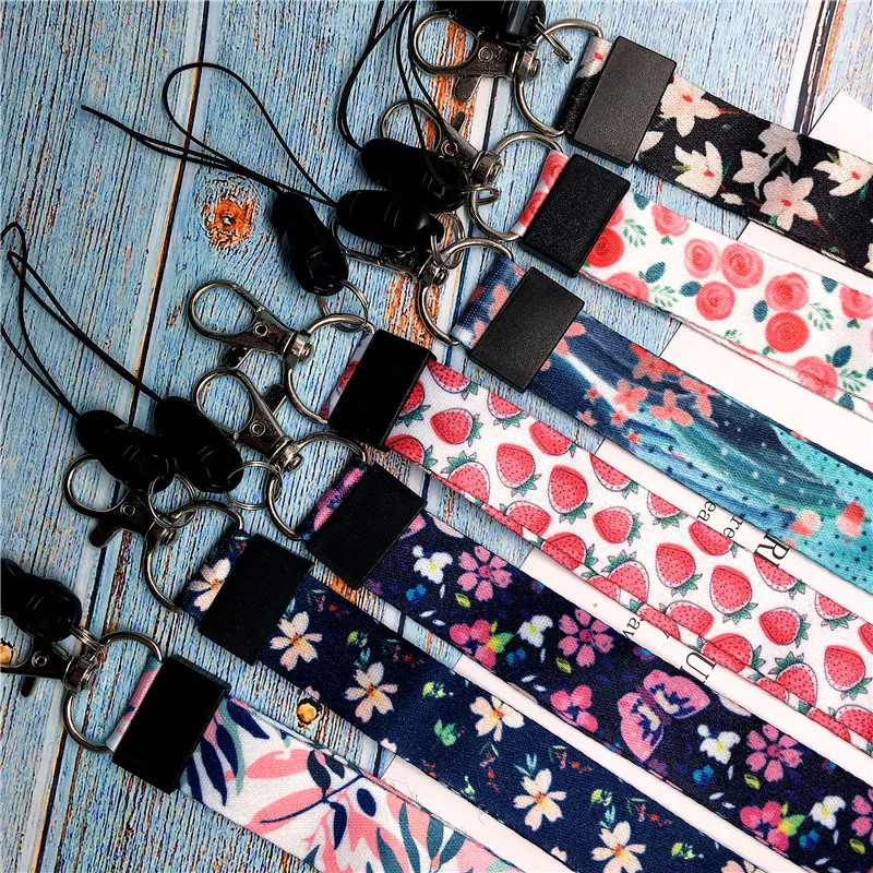 Ремешок для ключей с цветочным узором и держателем значка женщин детей ремень