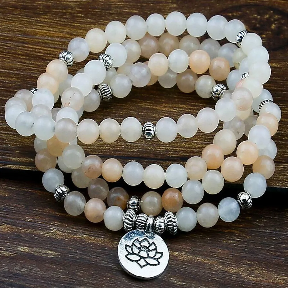Trendy Wrist Beaded Bracelet 6mm 108 Natural Yellow Stone Yoga Lotus Healing Mala / Necklace for Women Jewelry Dropship | Украшения и