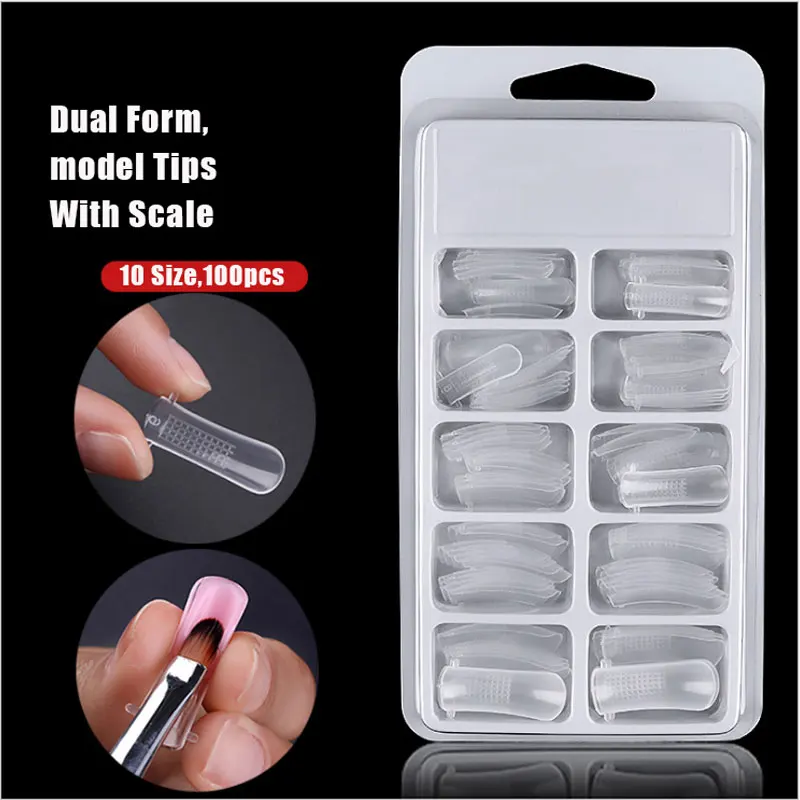 100pc nail tips 15 мл УФ-гель полигелевые ногти полигели для наращивания ногтей полигель набор для наращивания ногтей акриловый дизайн ногтей кристалл УФ полимерный строительный гель - Цвет: 100pc nail tips