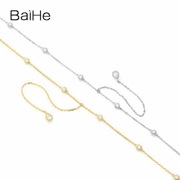 BAIHE Твердое 18 K желтое золото(AU750) сертифицировано H/SI-SI3 0.30ct натуральные бриллианты модные ювелирные изделия Подарочные ожерелья