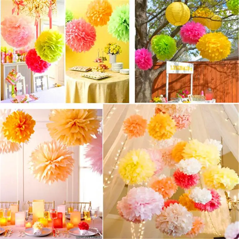 5pcs 6''-12'' Tissue Paper Pompoms Wedding Decorative Flowers Ball Baby Shower Birthday Party Decoration paper pom poms | Дом и